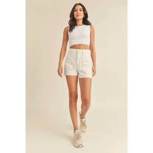 NEW JUST BLACK DENIM high rise utility short in off white